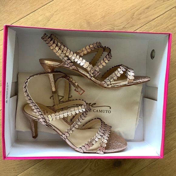 Vince Camuto Metallic Strappy Sandals - Picture 1 of 4